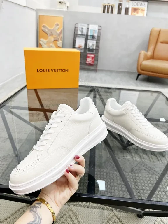 View 2 of White Leather Sneakers: Premium, LV-Inspired Luxury Casual Shoes