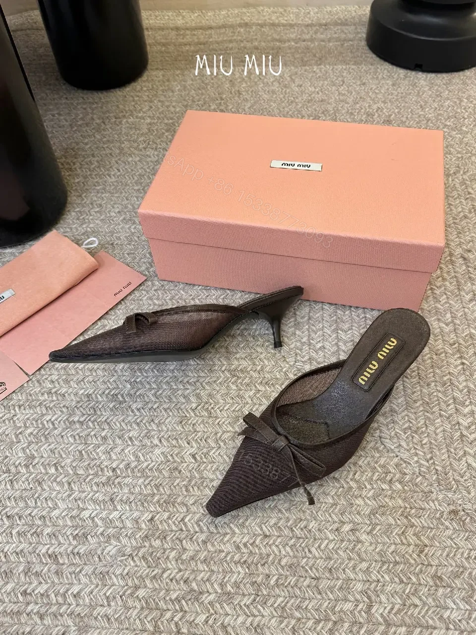 View 6 of Sleek Textured Slip-On Mule: Everyday Luxury, Pointed Bow