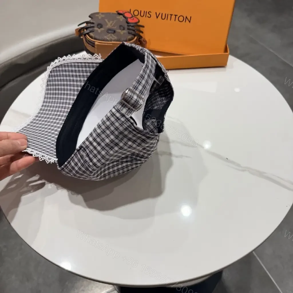 View 5 of Structured Plaid Cap with Subtle Monogram, Modern Textured Cap