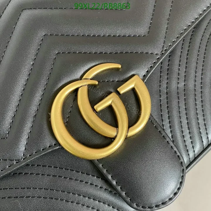 View 24 of Small Gucci GG Marmont Chain Bag in White Chevron Leather 987654