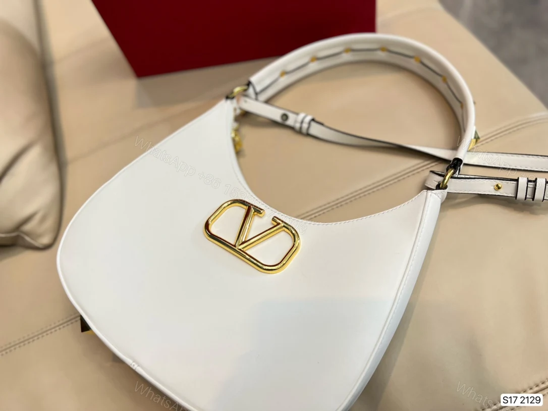 View 5 of VALENTINO STUD SIGN CALFSKIN HOBO BAG IN WHITE 1W2B0K69EIMI16
