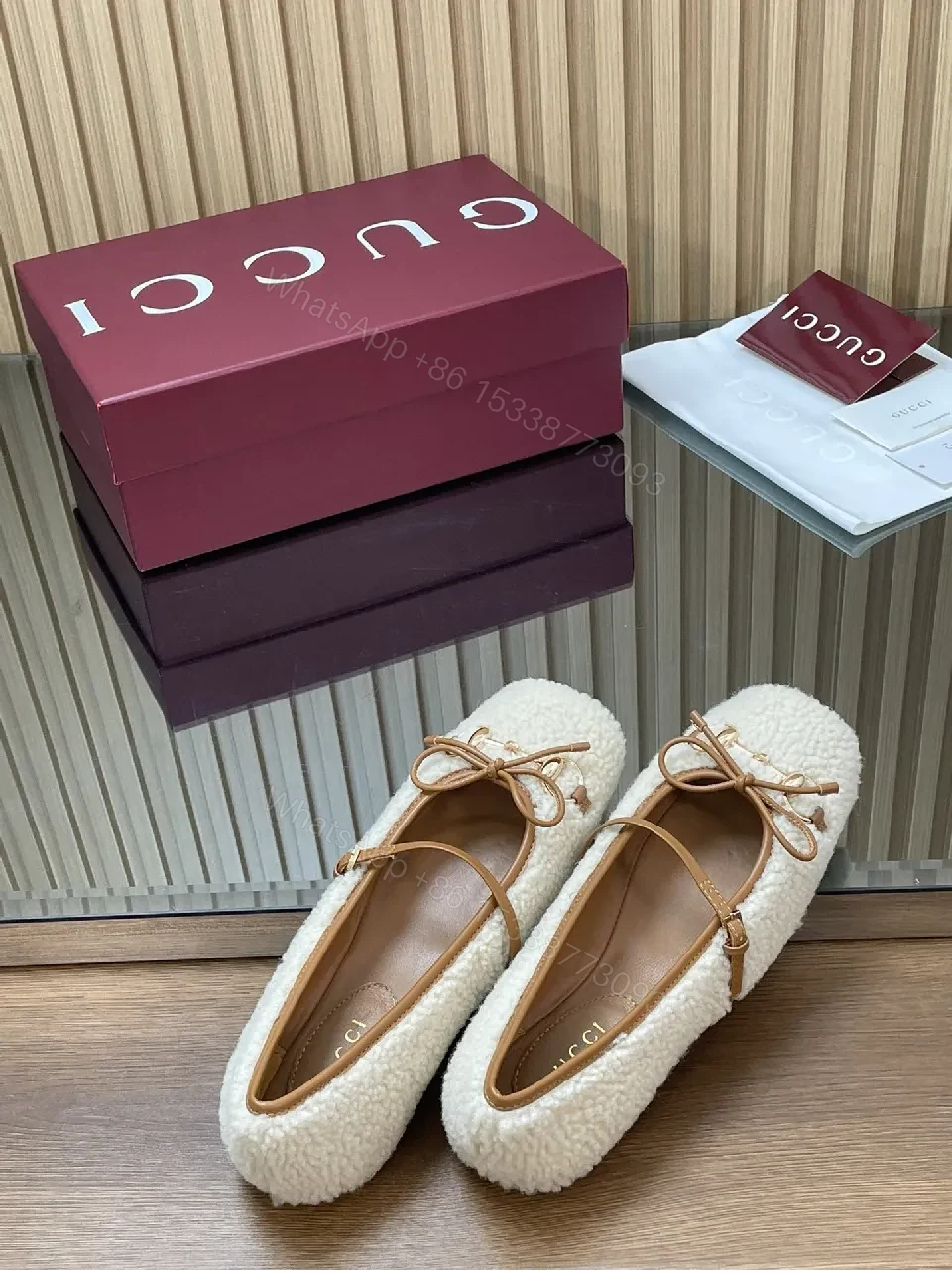 View 3 of Off-White Knit Mule with Leather Bow – Textured Comfort Shoes