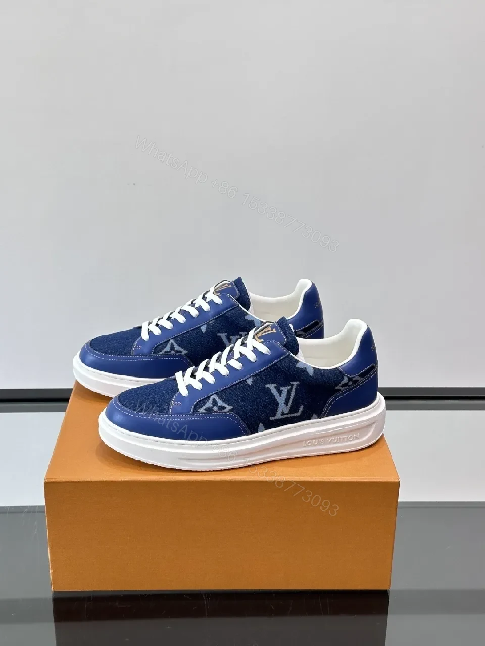 View 6 of Navy Denim Low-Top Sneakers: Luxe Street-Ready Comfort