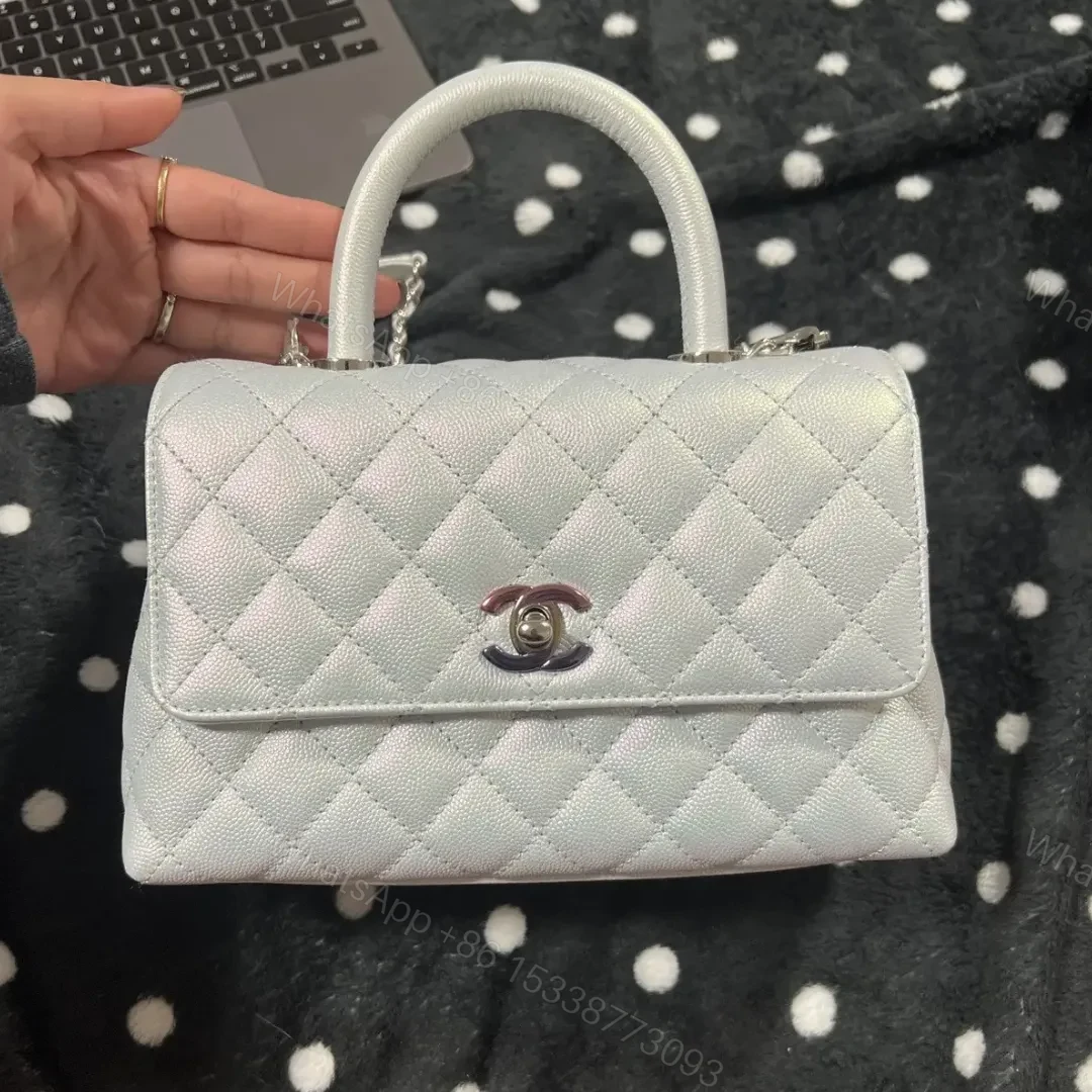 Chanel Coco Handbag Leather Light Grey Woman’s 23cm — view 1
