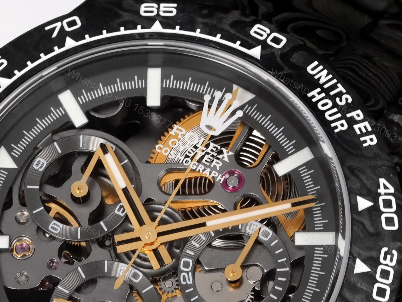 View 4 of Rolex Daytona Carbon Replica Skeleton Gold Movement ROLEX-DAYTONA-CARBON-GD