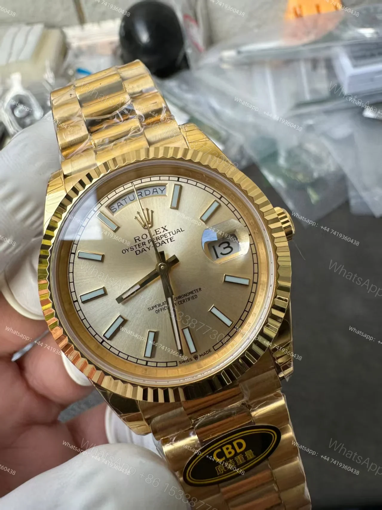 View 5 of Rolex Day-Date M228238-0003 1:1 Replica Gold Dial 40MM 3255 Movement Presidential Bracelet Super Clone Watch