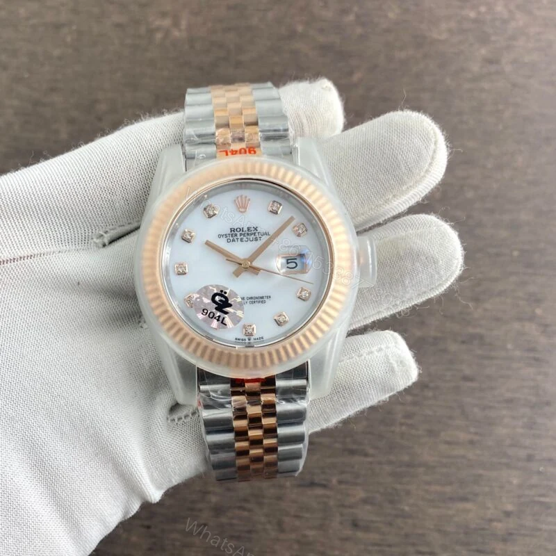 View 3 of Rolex Date 40MM White Dial Diamond Indices (7AAA) Automatic
