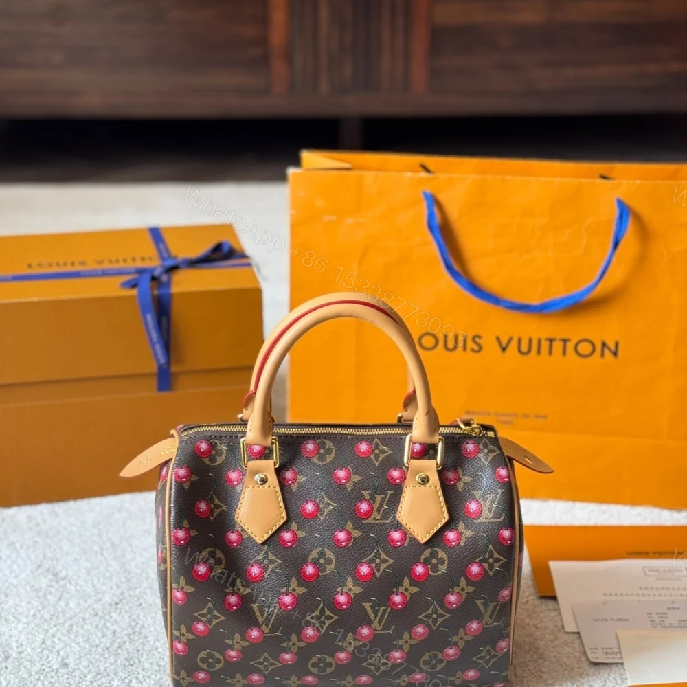 View 3 of Louis Vuitton X Takashi Murakami Monogram Cerise Speedy 25 Gold Hardware Brown 25Cm