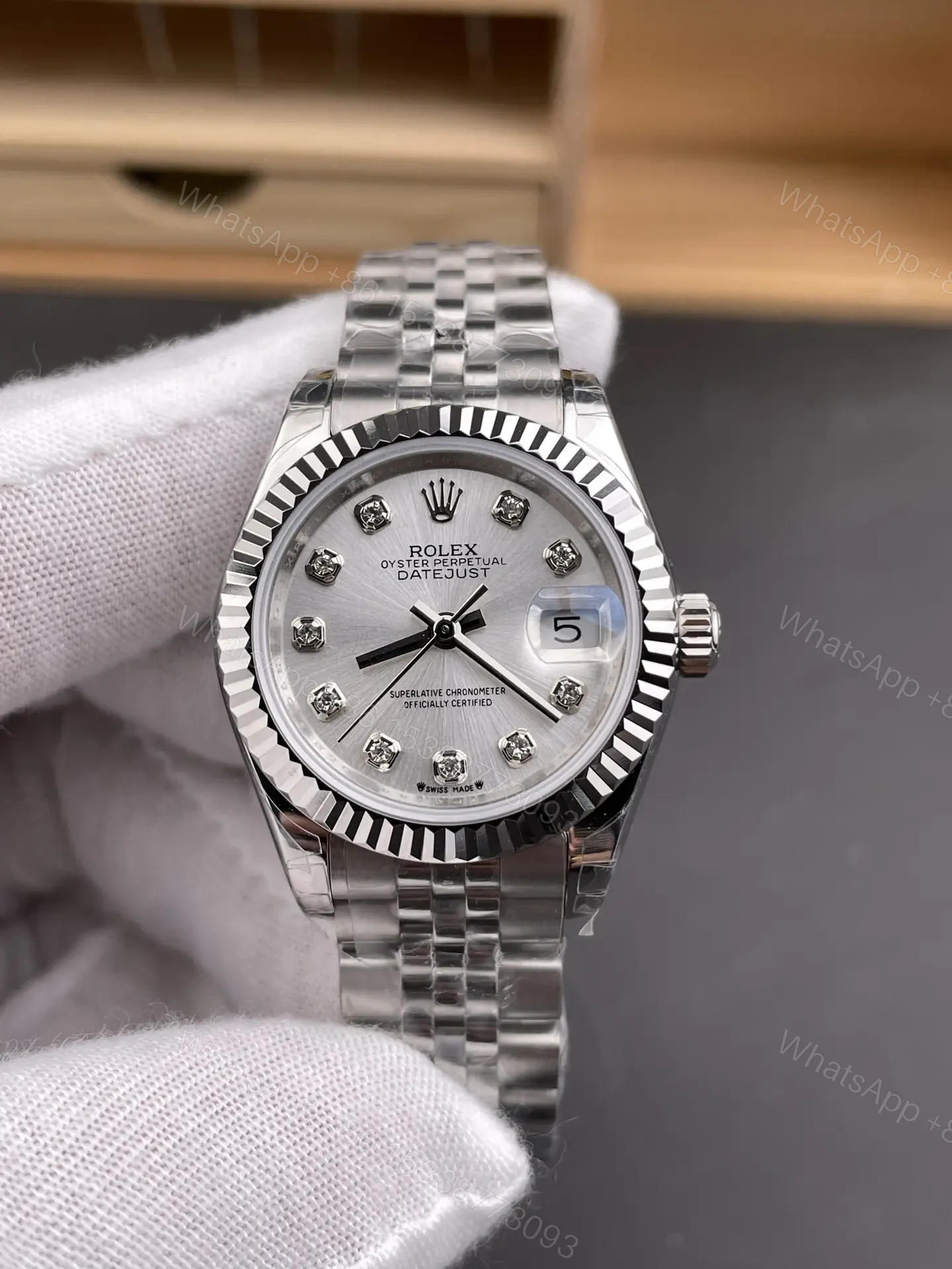 View 3 of Rolex Datejust 28 Stainless Steel Fluted Jubilee MOP 178274-0042