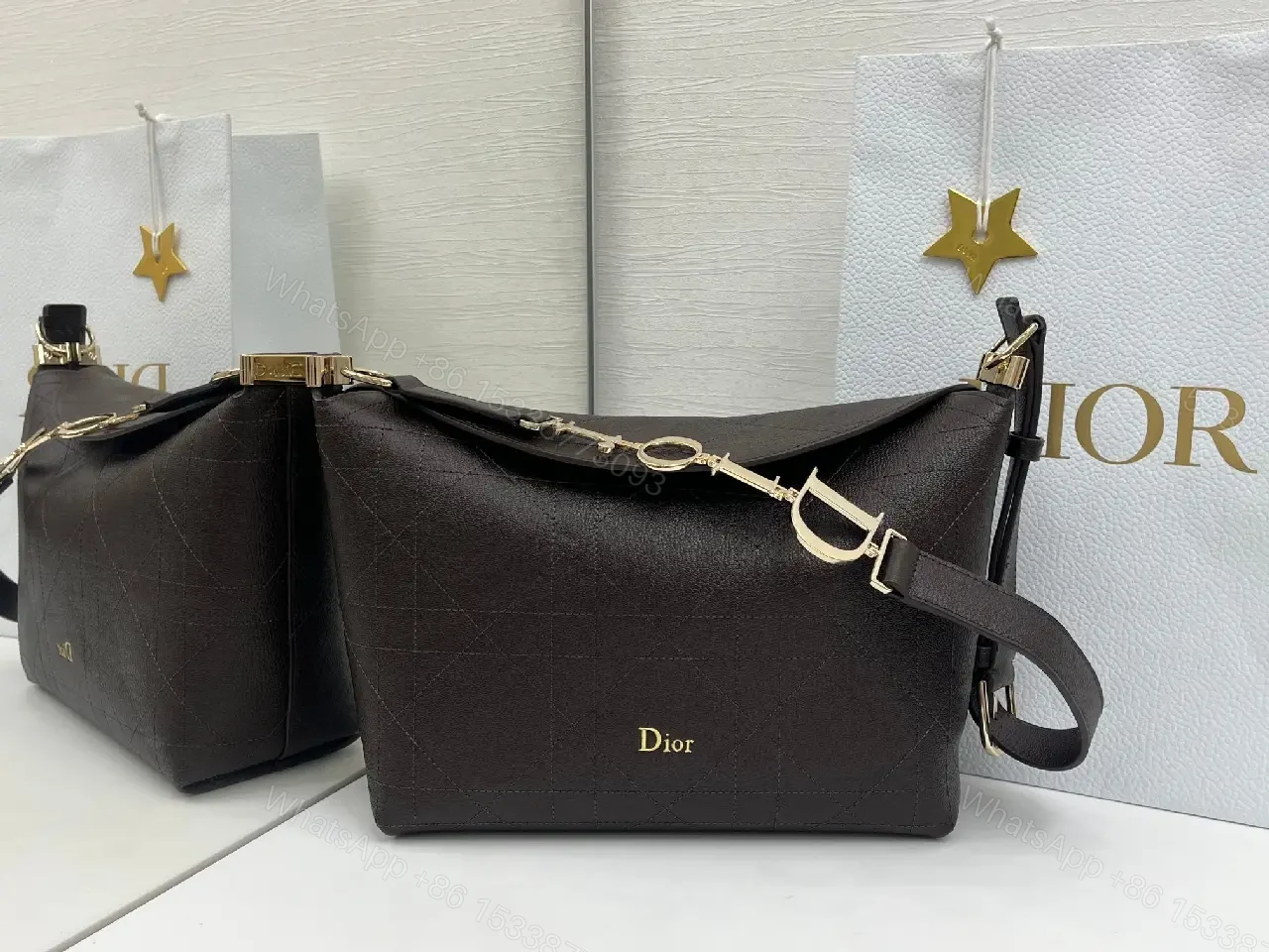 View 3 of Chic Black Quilted Leather-Trim Shoulder Bag Maximalist Subtlety