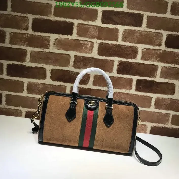 View 8 of Replica Gucci Suede Ophidia Boston Black Duffle Bag GGB092566 With Top Handle 1:1