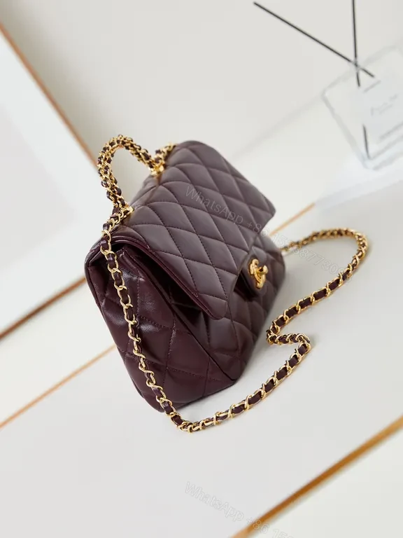 View 3 of Burgundy Quilted Chain Bag: Luxury Classic with Modern Edge