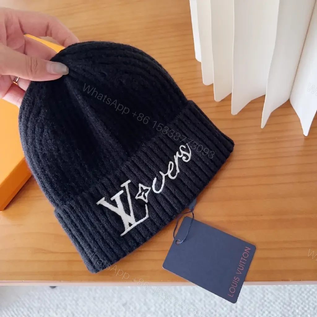 View 5 of Edgy Knit Beanie: Black Rib—Signature LV Stitching, Luxe Warmth