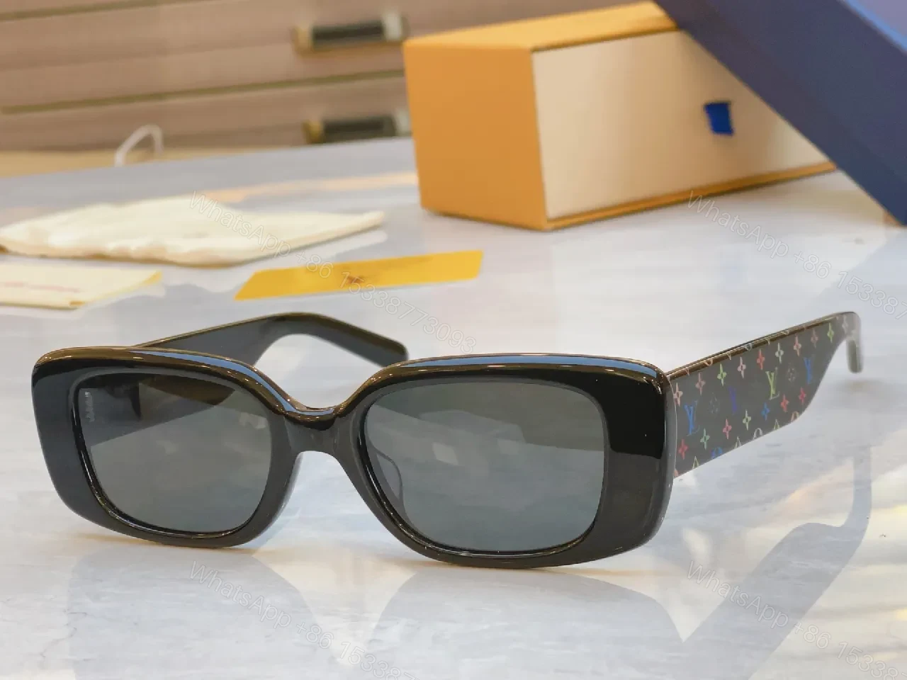 View 9 of Pink Frame Sunglasses with Multicolor Strap — Bold Luxury Sunnies