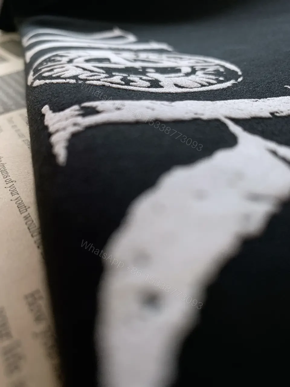View 2 of Black Cotton Short-sleeve Tee Distressed "DIOR" Chest T-shirt