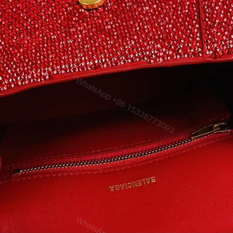 View 18 of 高仿Balenciaga*Hourglass系列沙漏包滿鑽紅色S