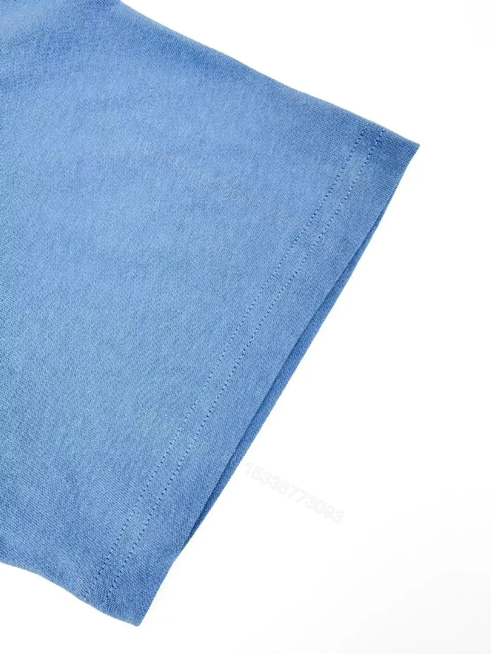 View 2 of Light Blue Short-Sleeve Crew Neck Tee with Black Horse Logo