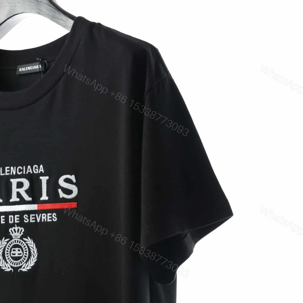 View 4 of BALENCIAGA CROWN EMBROIDERED BLACK T SHIRT