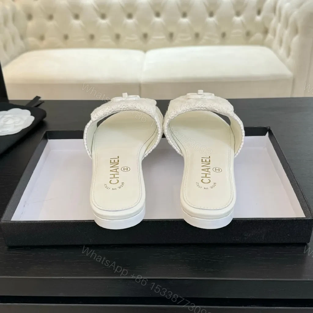View 4 of Ivory Knit Slide with Logo Motif – Luxe Everyday Comfort