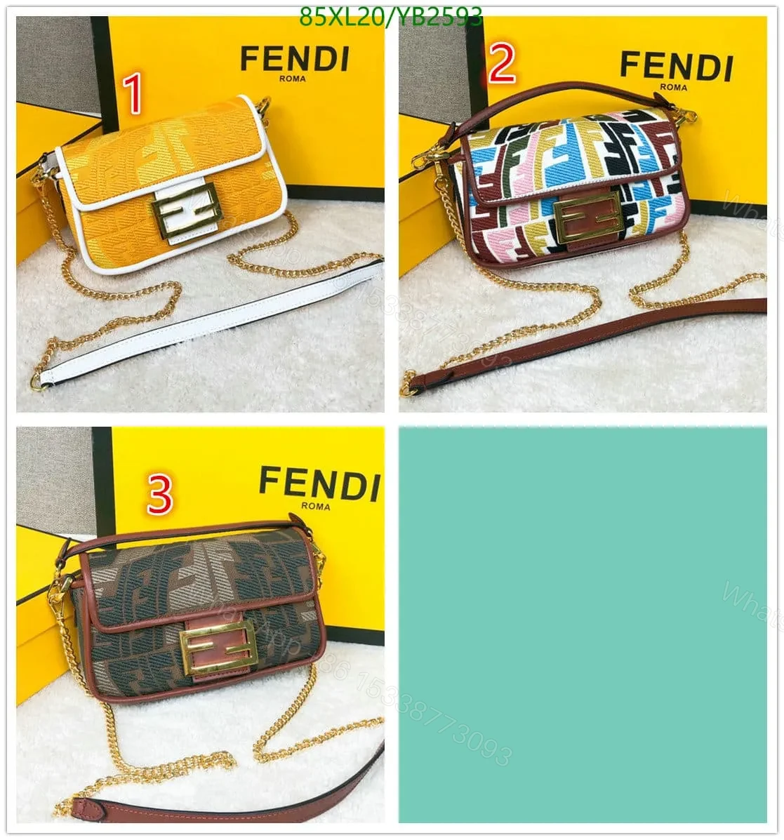 View 4 of Fendi Baguette Bag in Fish-Eye Motif Canvas YS24742 – Stylish Design