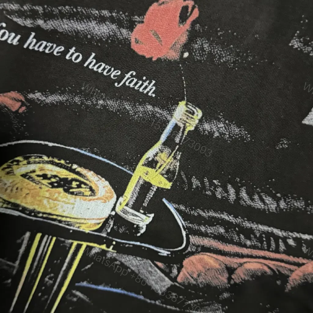 View 6 of black cotton oversized tee with graphic print, designer-inspired luxury casual