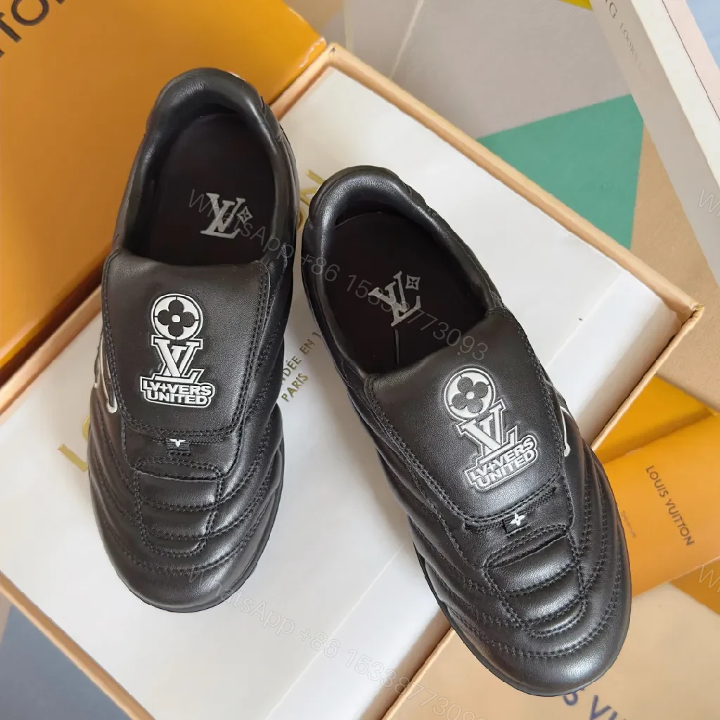 View 4 of Lux Black Leather High-Tops: Subtle LV-Inspired Comfort