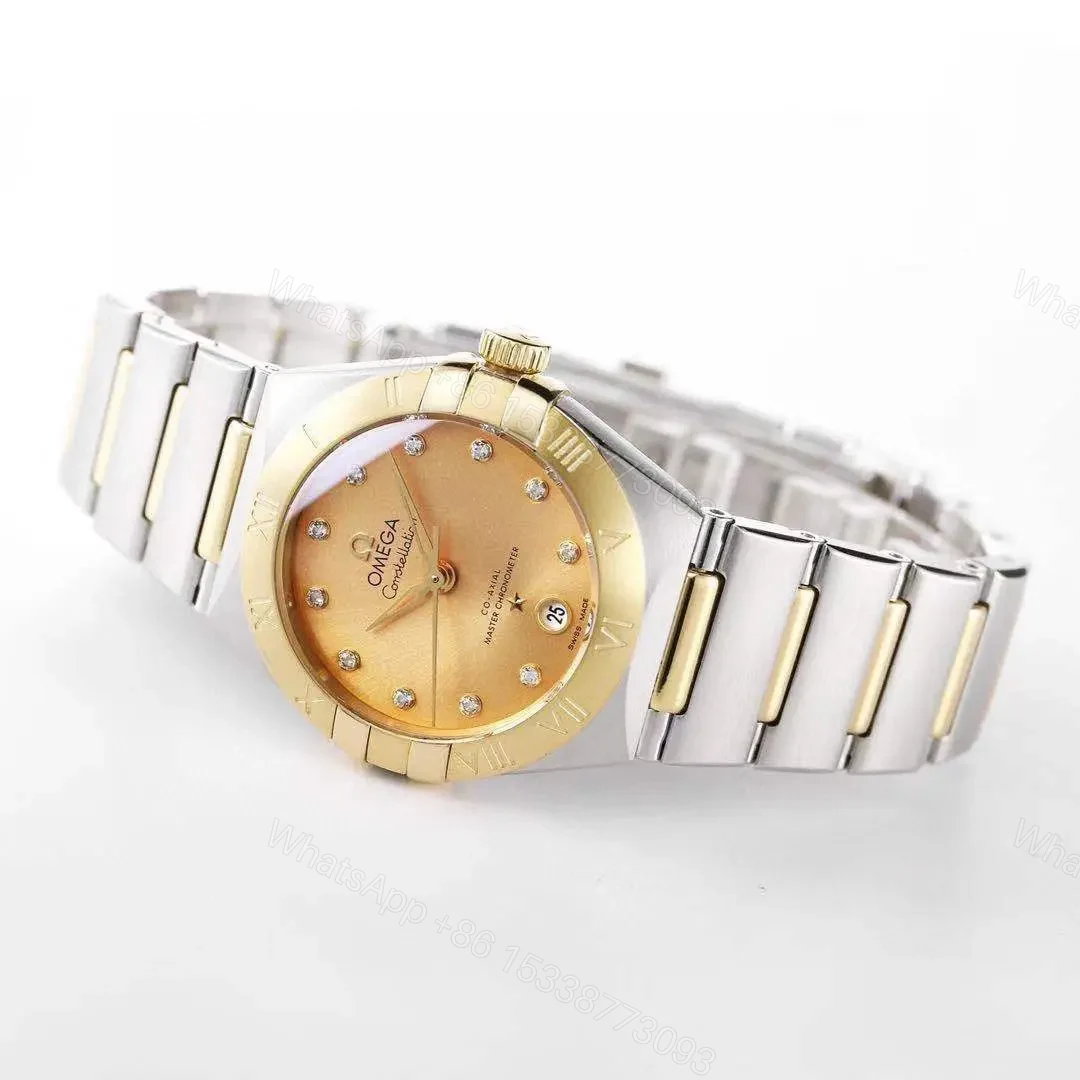 View 7 of Omega Constellation 29mm Women’s Watch V6 Version Two-Tone Stainless Steel and Yellow Gold Champagne Dial with Diamond Markers