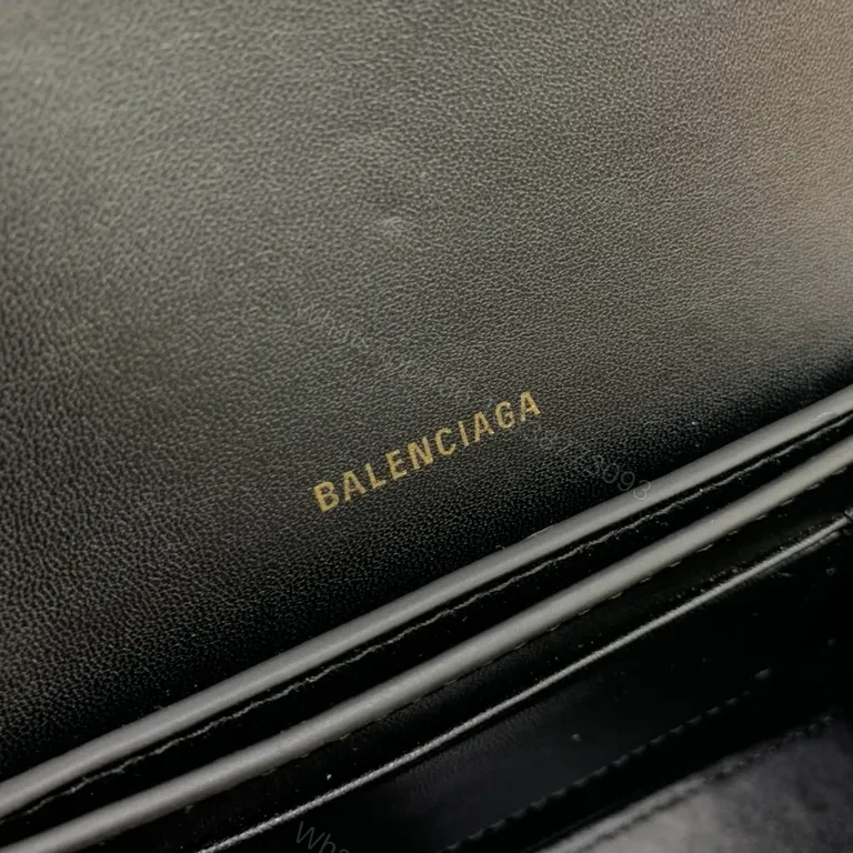 View 3 of Chic Black Leather Mini Bag with Gold B Clasp â€“ Compact Luxury