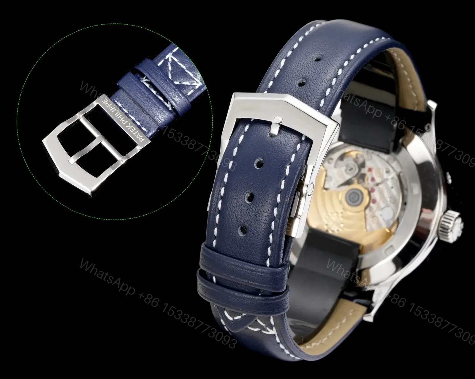 View 7 of Patek Philippe Calatrava Pilot Travel Time 42mm Leather Strap Premium Edition PATEK-PILOT-TT-42