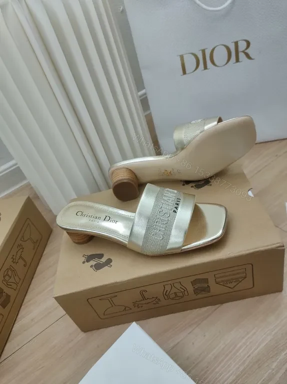 View 9 of Champagne Dior Minimalist Slides - Satin Strap, Luxury Comfort