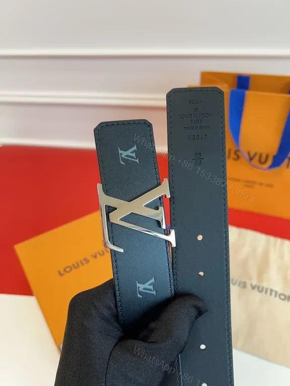 View 3 of Bold LV Signature Belt: Premium Full-Grain Leather, Monogram Accent