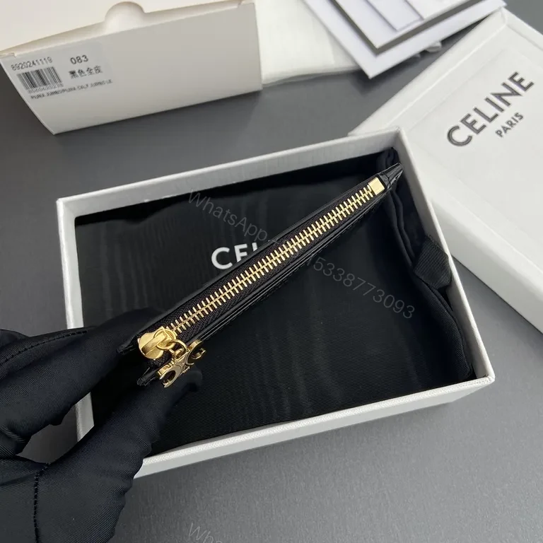 View 5 of Chic Black Cardholder: Gold Logo, Luxury Compact Organizer