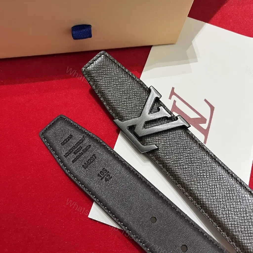 View 7 of Lux Black Leather Belt with LV Hardware - Elegant Daily Wear
