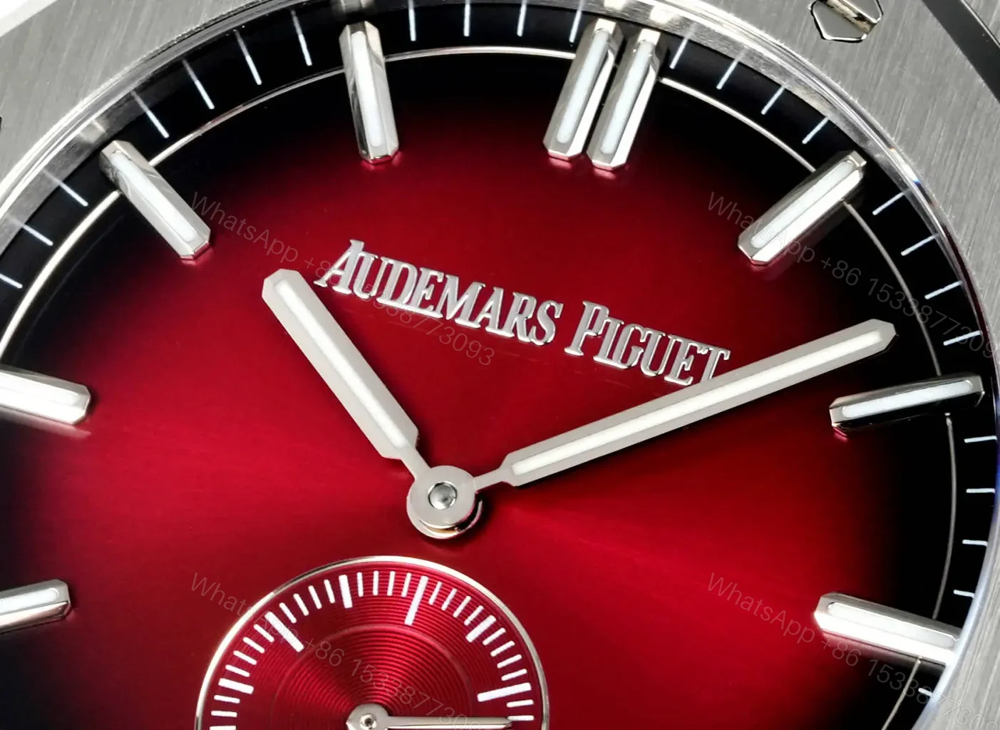 View 9 of JH Factory Audemars Piguet Royal Oak Men’s Watch – Red Dial, Stainless Steel Case and Bracelet, 42mm