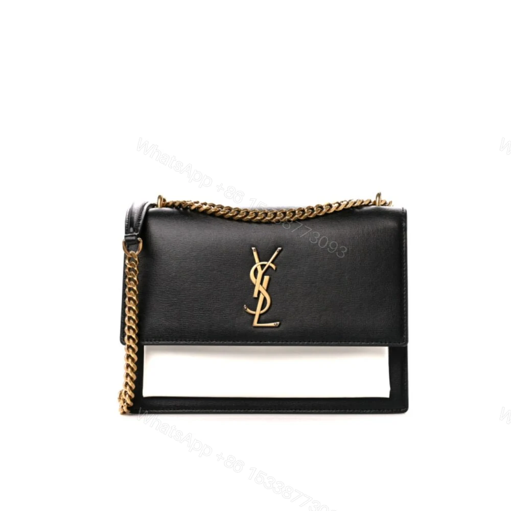 Saint Laurent Sunset Smooth Shoulder Bag Bicolor Black And White 23Cm — view 1