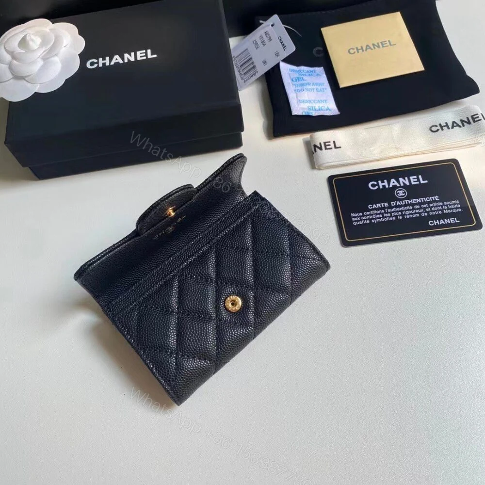 View 4 of Chanel Classic Card Holder Grain Black With Gold Hardware 11Cm AP0214 Y01864 C3906