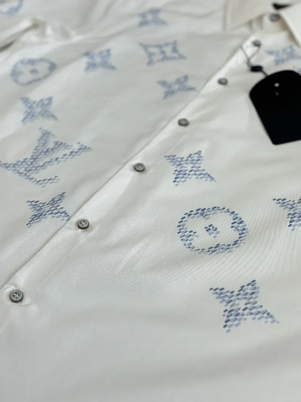 View 4 of Patterned White Shirt - Monogram Detailing, Lux Everyday Comfort