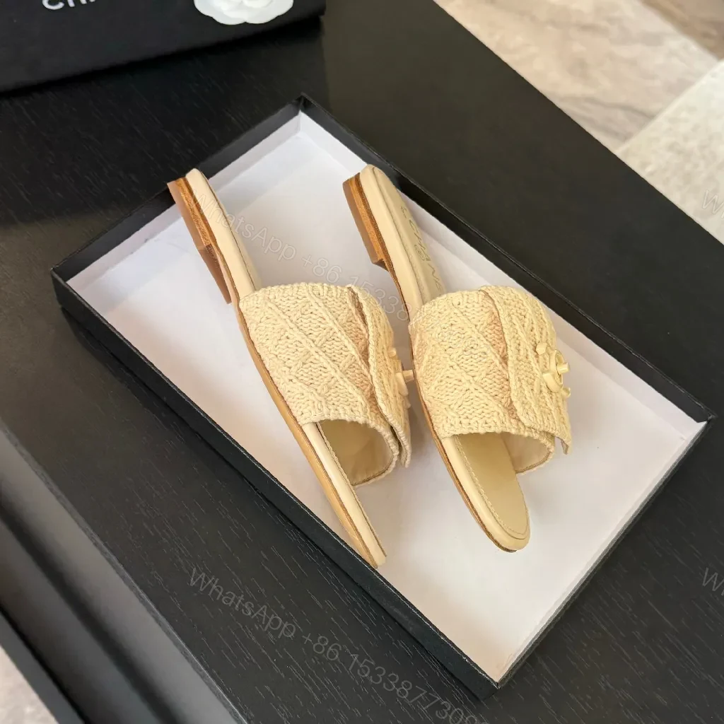View 9 of Knit Texture Slides - Subtle Luxury Slip-Ons