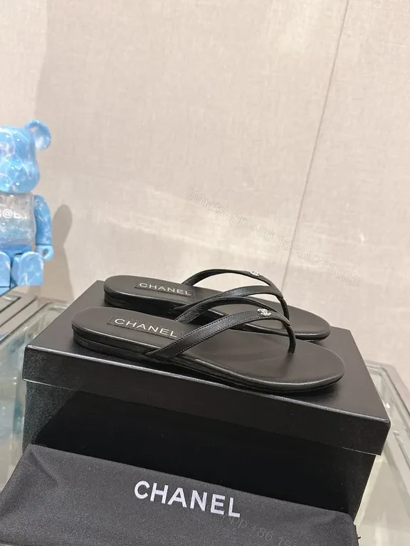 View 8 of Minimalist Black Chanel-Inspired Flip-Flops: Luxe Comfort Sandals