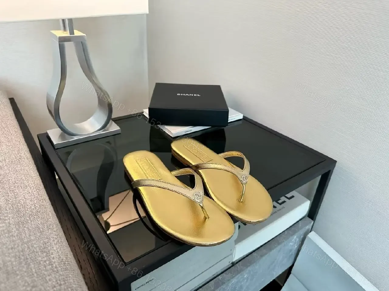 View 2 of Gold-Tone Minimalist Sandals: Effortless All-Day Comfort