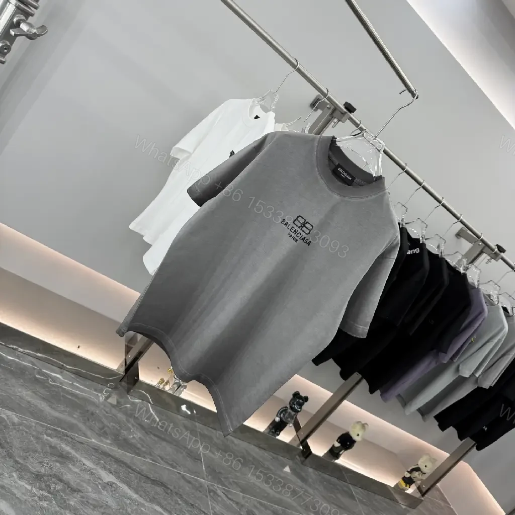 View 5 of Grey + Cotton Blend + Minimalist + Logo-Detail + Tee