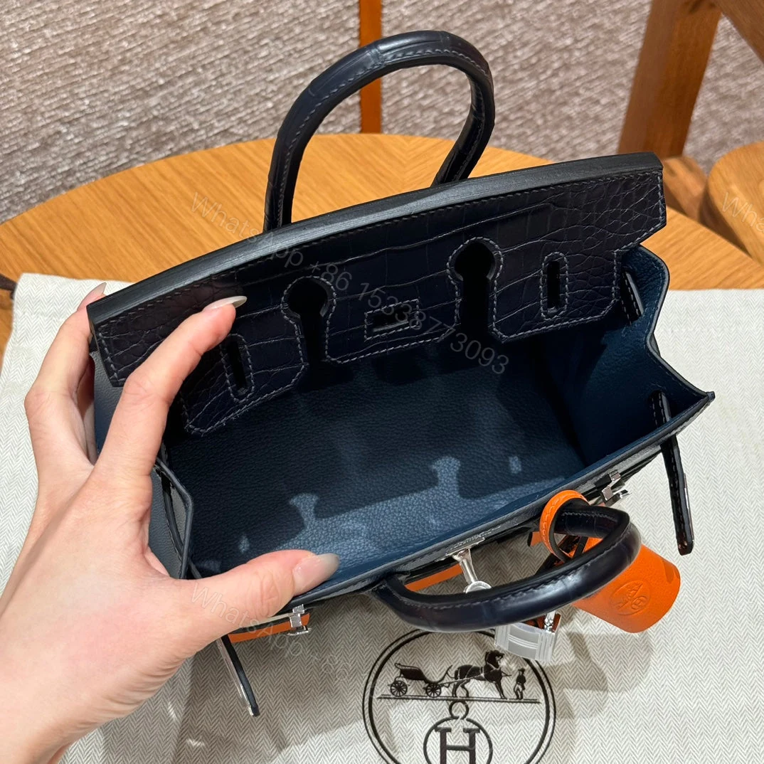 View 3 of HERMES BIRKIN FAUBOURG TOUCH 20 IN NAVY BLUE WITH SILVER HARDWARE