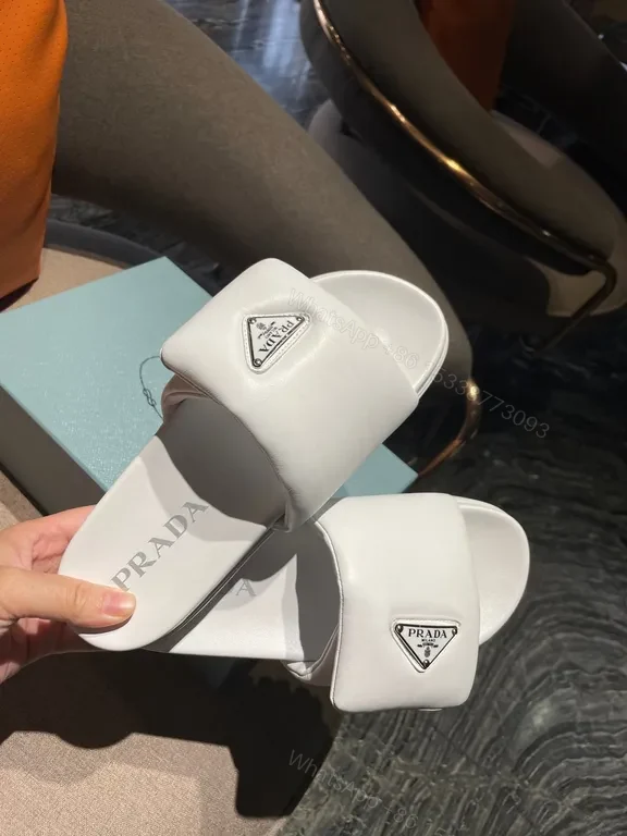 View 2 of Prada White Leather Slide: Minimal Luxury Comfort