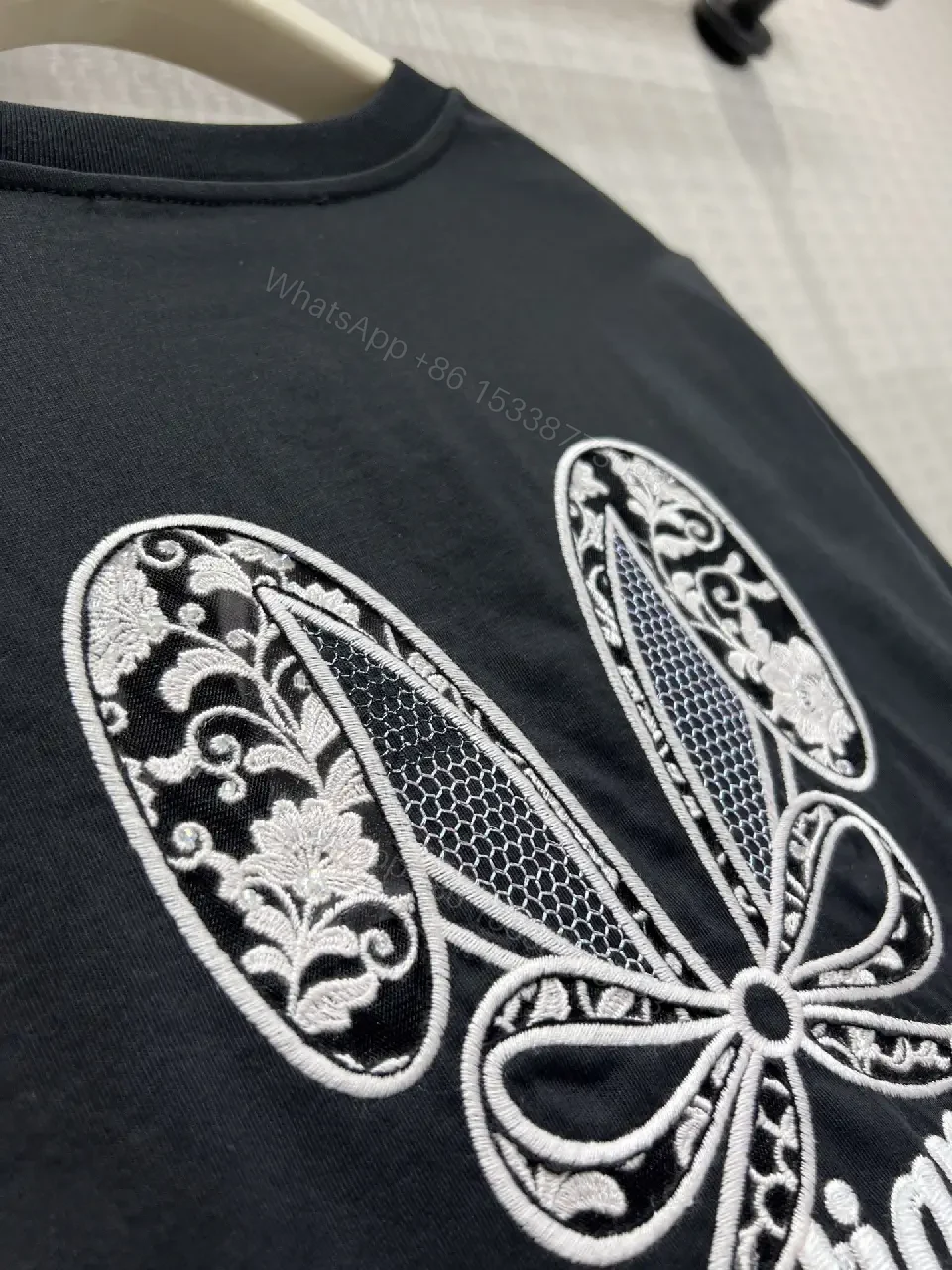 View 5 of Black Cotton T-Shirt Dior Logo, Classic Fit, Short Sleeve Tee