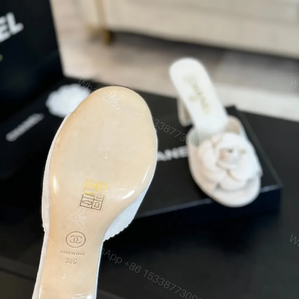 View 8 of Cream Chanel-Inspired Floral Mules: Luxe Slip-Ons
