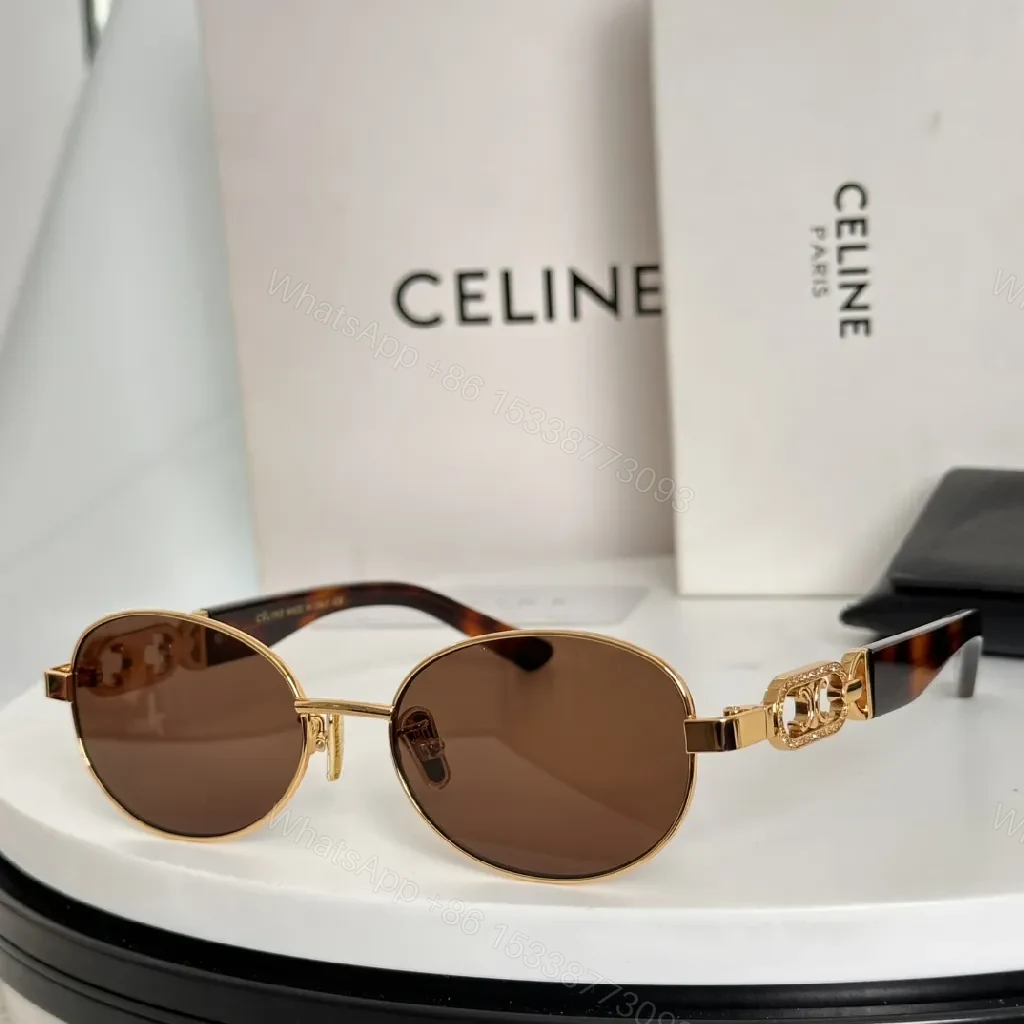 View 4 of Gold-Tone Round Sunglasses with Luxe Detailing