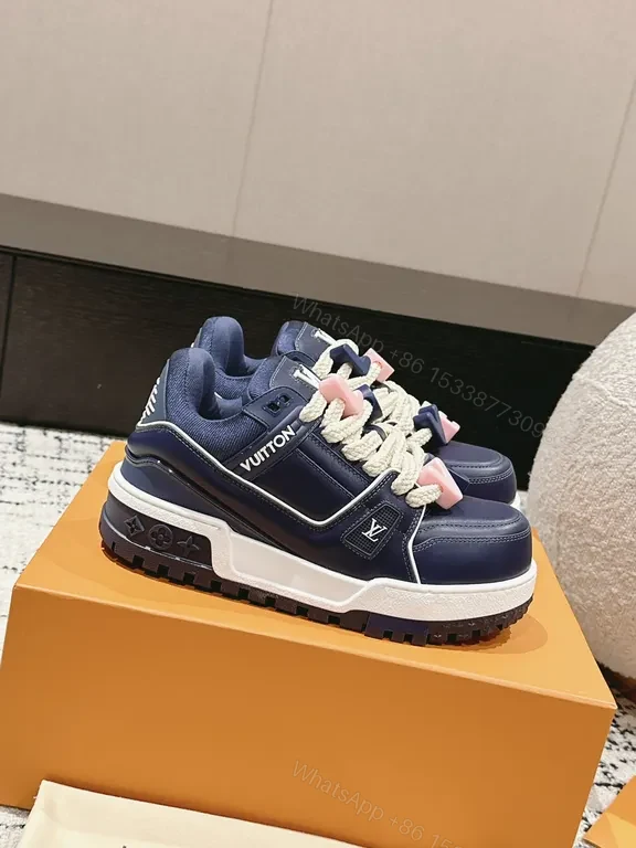 View 2 of Bold Navy Caviar Leather High-Top Sneakers with LOVE Embellishments