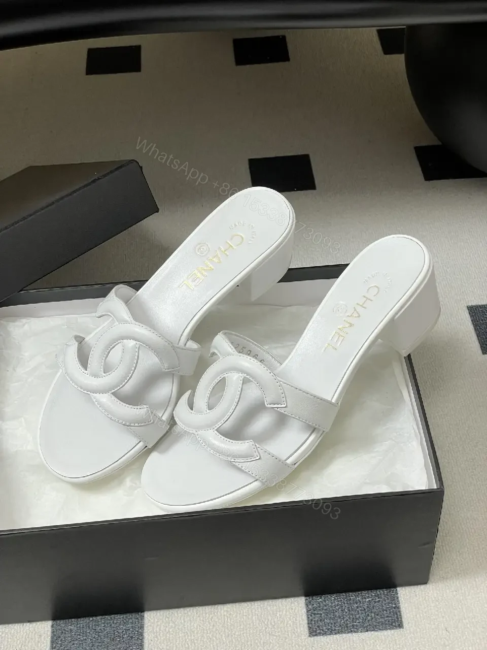 View 4 of White Calfskin Block-Heel Sandals: Couture-Inspired Comfort
