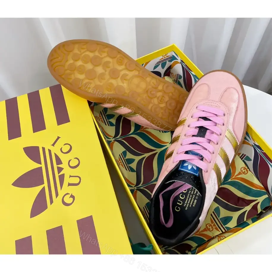 View 8 of GUCCI X ADIDAS GAZELLE SNEAKERS IN PINK VELVET – GC184