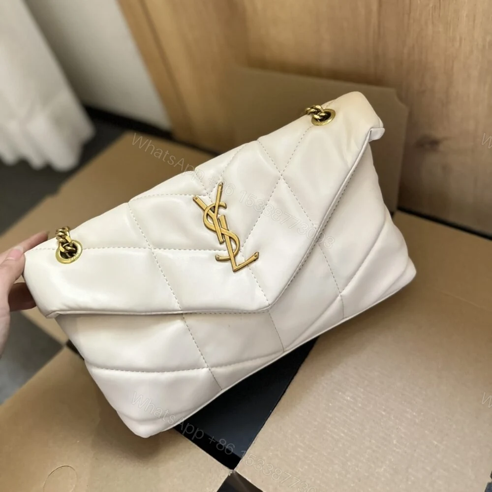 View 2 of Saint Laurent Loulou Puffer Small Shoulder Bag Soft Cream 28Cm